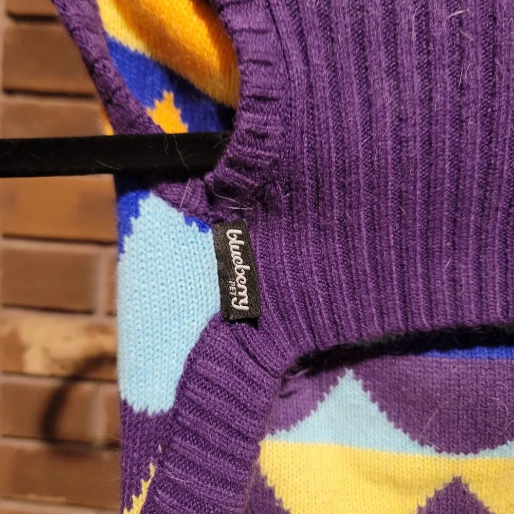 Blueberry Pet Fish Scale Knit Dog Sweater Mermaid Scale Purple Teal - Size XL